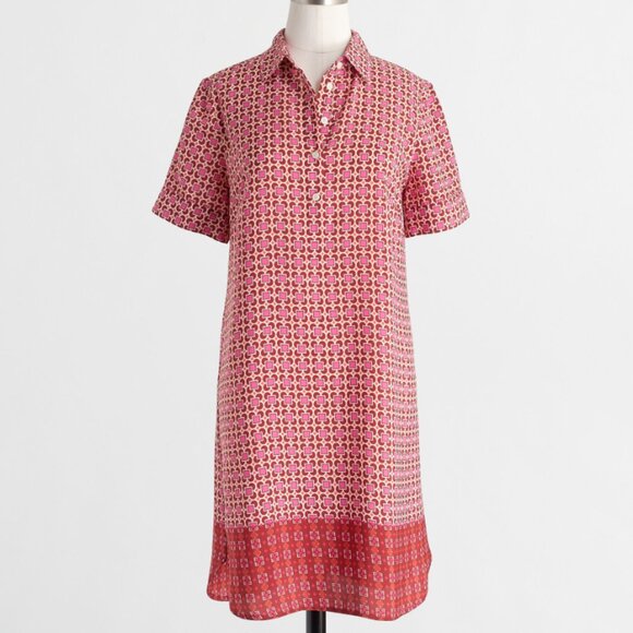 J. Crew Short Sleeve Printed Shirt Dress in Rust 4 - Picture 1 of 12